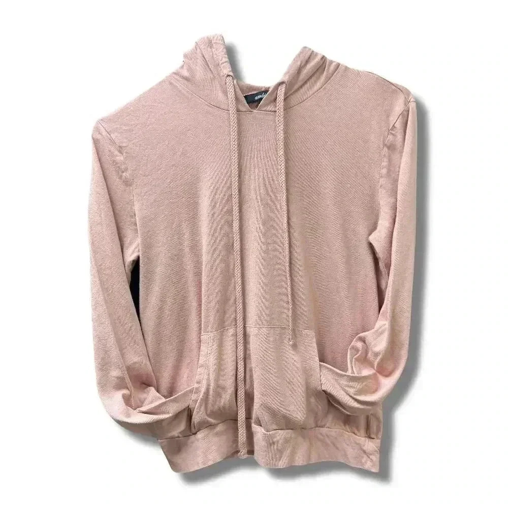 🌟Ambiance Women's Pink Hooded Pullover Sweatshirt Size S Long Sleeve🌟